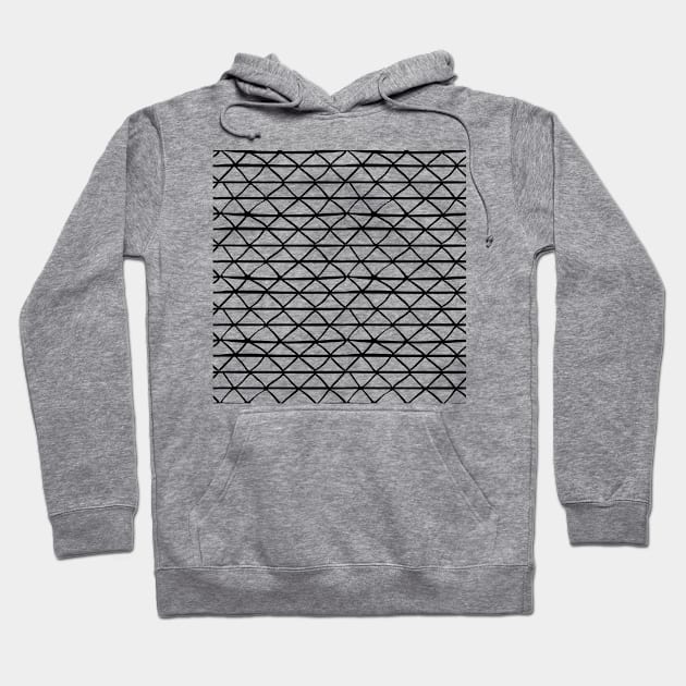 Monochrome Triangle Grid Pattern Hoodie by Patternos